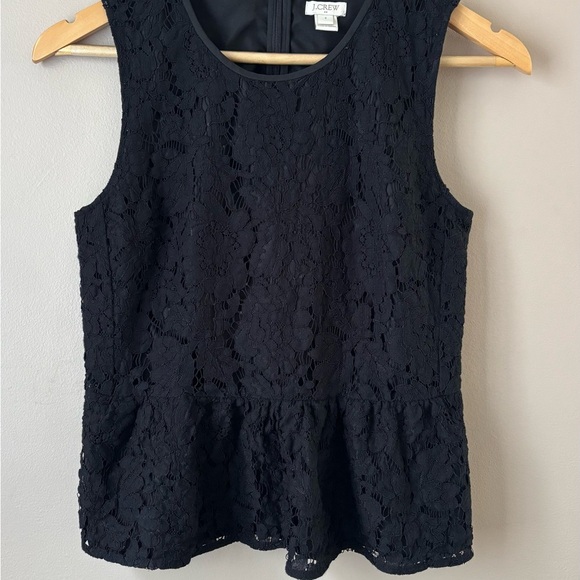 J.CREW Black Floral Lace Peplum Top Women’s Size 2 Sleeveless Blouse - Picture 2 of 7